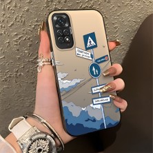 HONTINGA Xiaomi Redmi Note 11 ile Uyumlu Kılıfı Silikon Kenar Sert Arka Düşüme Önleyici Basitlik Anti Düşme Kamera Korumali Yol Tabelası Desen Telefon Kılıfı Kadın ve Erkek Için Uygundur K1-0837