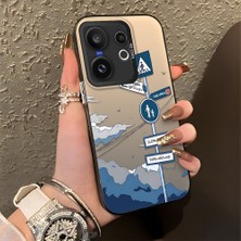 HONTINGA Vivo X200 Fe ile Uyumlu Kılıfı Silikon Kenar Sert Arka Düşüme Önleyici Basitlik Anti Düşme Kamera Korumali Yol Tabelası Desen Telefon Kılıfı Kadın ve Erkek Için Uygundur K1-0837