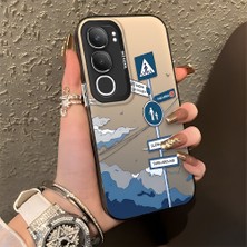 HONTINGA Vivo Y19S ile Uyumlu Kılıfı Silikon Kenar Sert Arka Düşüme Önleyici Basitlik Anti Düşme Kamera Korumali Yol Tabelası Desen Telefon Kılıfı Kadın ve Erkek Için Uygundur K1-0837