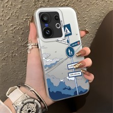 HONTINGA Vivo X200 Fe ile Uyumlu Kılıfı Silikon Kenar Sert Arka Düşüme Önleyici Basitlik Anti Düşme Kamera Korumali Yol Tabelası Desen Telefon Kılıfı Kadın ve Erkek Için Uygundur K1-0837