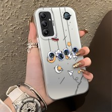 HONTINGA Samsung Galaxy A34 5g ile Uyumlu Kılıfı Silikon Kenar Sert Arka Düşüme Önleyici Basitlik Anti Düşme Kamera Korumali Astronot Desen Telefon Kılıfı Kadın ve Erkek Için Uygundur K1-0838