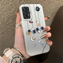 HONTINGA Samsung Galaxy A52S 5g ile Uyumlu Kılıfı Silikon Kenar Sert Arka Düşüme Önleyici Basitlik Anti Düşme Kamera Korumali Astronot Desen Telefon Kılıfı Kadın ve Erkek Için Uygundur K1-0838