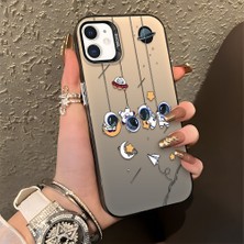 HONTINGA iPhone 12 Mini ile Uyumlu Kılıfı Silikon Kenar Sert Arka Düşüme Önleyici Basitlik Anti Düşme Kamera Korumali Astronot Desen Telefon Kılıfı Kadın ve Erkek Için Uygundur K1-0838