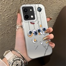 HONTINGA Vivo Y28 ile Uyumlu Kılıfı Silikon Kenar Sert Arka Düşüme Önleyici Basitlik Anti Düşme Kamera Korumali Astronot Desen Telefon Kılıfı Kadın ve Erkek Için Uygundur K1-0838