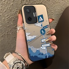 HONTINGA Poco F7 5g ile Uyumlu Kılıfı Silikon Kenar Sert Arka Düşüme Önleyici Basitlik Anti Düşme Kamera Korumali Yol Tabelası Desen Telefon Kılıfı Kadın ve Erkek Için Uygundur K1-0837
