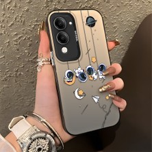 HONTINGA Vivo Y04 ile Uyumlu Kılıfı Silikon Kenar Sert Arka Düşüme Önleyici Basitlik Anti Düşme Kamera Korumali Astronot Desen Telefon Kılıfı Kadın ve Erkek Için Uygundur K1-0838