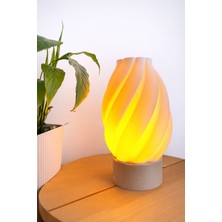 Wooden Touch Flamea Dekoratif Masa Lambası Meşe Taban