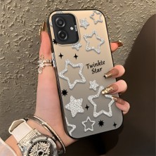HONTINGA Samsung Galaxy A07 ile Uyumlu Kılıfı Silikon Kenar Sert Arka Düşüme Önleyici Basitlik Anti Düşme Kamera Korumali Yıldız Desen Telefon Kılıfı Kadın ve Erkek Için Uygundur K1-0840