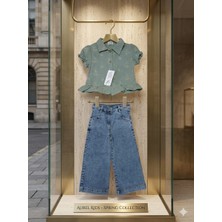 Kidzes %100 Pamuklu Müslin Gömlek Yumuşak Kot Pantolon 2'li Takım