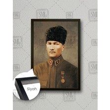 SML Tablo Yağlı Boya Efektli Mustafa Kemal Atatürk Portre Dikey Çerçeveli Kanvas Tablo
