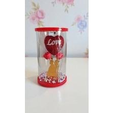 Famemus Accessory Love Kalpli Işıklı Fanus Büyükboy Sevgililer Günü ve Doğum Günü Özel