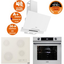 Afm Tech ve Ferre Marka Sessiz Rade Elek.vitro Beyaz Dijital Ankastre Set (D064-SA + V6-05 +FM7701)