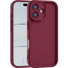 Fenza iPhone 16 Uyumlu Kamera Çıkıntılı Bordo Renkli Mat Silikon Telefon Kılıfı