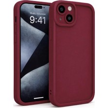 Fenza iPhone 14 Uyumlu Kamera Çıkıntılı Bordo Renkli Mat Silikon Telefon Kılıfı