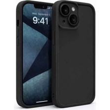 Fenza iPhone 15 Uyumlu Kamera Çıkıntılı Siyah Renkli Mat Silikon Telefon Kılıfı