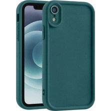 Fenza iPhone Xr Uyumlu Kamera Çıkıntılı Yeşil Renkli Mat Silikon Telefon Kılıfı