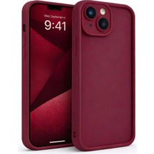Fenza iPhone 13 Mini Uyumlu Kamera Çıkıntılı Bordo Renkli Mat Silikon Telefon Kılıfı