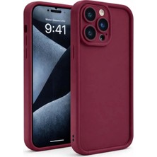 Fenza iPhone 15 Pro Max Uyumlu Kamera Çıkıntılı Bordo Renkli Mat Silikon Telefon Kılıfı