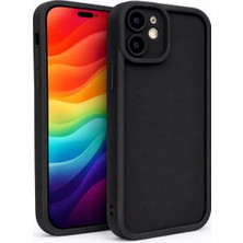 Fenza iPhone 12 Uyumlu Kamera Çıkıntılı Siyah Renkli Mat Silikon Telefon Kılıfı