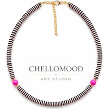 Chellomood Chellomod Soft Punk – Pembe ve Siyah El Yapımı Fimo Boncuk Kolye