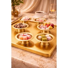 Ogeda Home 6'lı Ayaklı Gold Metal Lokumluk Seti- Metal Gold Kahve Yanı Lokumluk, Şekerlik