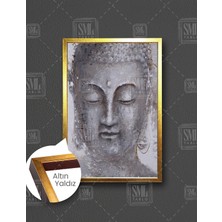 SML Tablo Gözü Kapalı Buda Heykeli Huzur Meditasyon Yoga Enerji Dekor Dikey Çerçeveli Kanvas Tablo