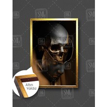 SML Tablo Kurukafa Ve Maskesi The Skulls İnsan Dekor Dikey Çerçeveli Kanvas Tablo