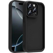 Fenza iPhone 16 Pro Max Uyumlu Kamera Çıkıntılı Siyah Renkli Mat Silikon Telefon Kılıfı