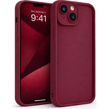 Fenza iPhone 15 Uyumlu Kamera Çıkıntılı Bordo Renkli Mat Silikon Telefon Kılıfı