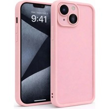 Fenza iPhone 13 Mini Uyumlu Kamera Çıkıntılı Pembe Renkli Mat Silikon Telefon Kılıfı