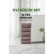 Cotto Home 5 li Kareli Gri Renk Yumuşak Pamuk El Yüz Havlu Seti 50x90 cm