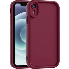 Fenza iPhone Xr Uyumlu Kamera Çıkıntılı Bordo Renkli Mat Silikon Telefon Kılıfı