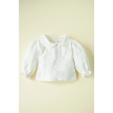 İpek Atlas Kız Bebek ve Çocuk Bebe Yaka Uzun Kollu Müslin Gömlek