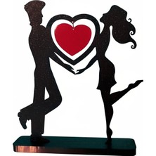 Famemus Accessory Romantik Çift Silüetli 3D Biblo - Dekoratif Aksesuar