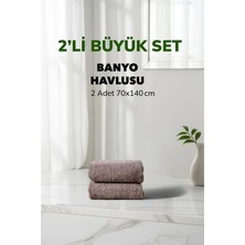 Cotto Home 2 li Kareli Gri Renk Yumuşak Pamuk Banyo Havlu Seti 70x140 cm