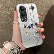 HONTINGA Vivo V50 Lite ile Uyumlu Kılıfı Silikon Kenar Sert Arka Düşüme Önleyici Basitlik Anti Düşme Kamera Korumali Astronot Desen Telefon Kılıfı Kadın ve Erkek Için Uygundur K1-0838
