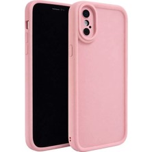 Fenza iPhone Xs Max Uyumlu Kamera Çıkıntılı Pembe Renkli Mat Silikon Telefon Kılıfı