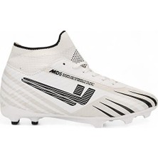 Beyaz Siyah  Desenli Bağcıklı Çim Saha ve Halı Saha Kramponu 019