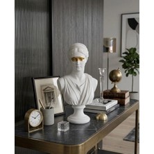 Mirsa Global Dekoratif Diana Büst Biblo – Antik Yunan Heykel Tarzı, Biblo Beyaz Gold Lüks Salon Konsol Süs Objesi ( Polyester)