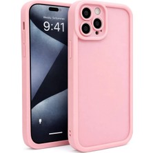 Fenza iPhone 15 Pro Uyumlu Kamera Çıkıntılı Pembe Renkli Mat Silikon Telefon Kılıfı