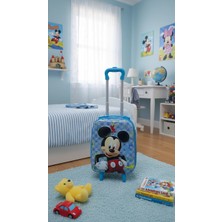 Nishev.com Evini Sev Kabartmalı Çocuk Valizi - Mavi Simli Çekçekli Bebek ve Çocuk Bavulu