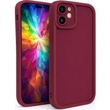 Fenza iPhone 12 Uyumlu Kamera Çıkıntılı Bordo Renkli Mat Silikon Telefon Kılıfı