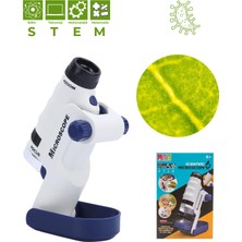 Temel Taşınabilir Işıklı Stantlı Çocuk Mikroskobu 60X 120X, Stem Eğitim ve Keşif Seti