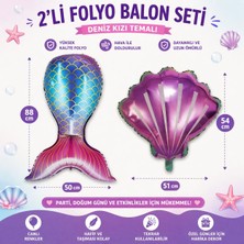 Çavuş E-Ticaret Deniz Kızı Konsept Folyo Balon Denizkızı Kuyruğu ve Deniz Kabuğu (Midye) 2li Folyo Balon Seti