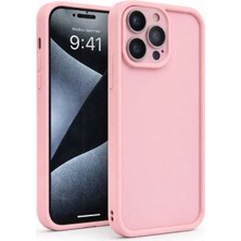 Fenza iPhone 15 Pro Max Uyumlu Kamera Çıkıntılı Pembe Renkli Mat Silikon Telefon Kılıfı