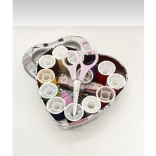 İğne İzi Metal Kalp Kutulu Dikiş Seti Makara Iplik Seti Hobi Seti