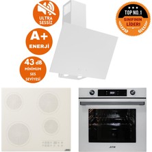 Afm Tech ve Ferre Marka Sessiz Puna Elek.vitro Beyaz Dijital Ankastre Set (D078-SA + V6-05 +FM7701)