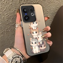 HONTINGA Vivo X200 Fe ile Uyumlu Kılıfı Silikon Kenar Sert Arka Düşüme Önleyici Basitlik Anti Düşme Kamera Korumali Kedi Desen Telefon Kılıfı Kadın ve Erkek Için Uygundur K1-0836
