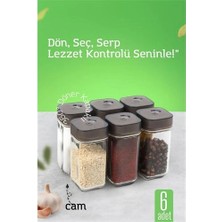 Tios Shop Krm Cam Tuzluk Baharatlık – 360° Döner Kapaklı | 3 Delik Tipiyle Ayarlanabilir Akış  6 Adet