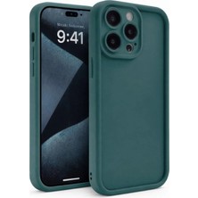 Fenza iPhone 15 Pro Max Uyumlu Kamera Çıkıntılı Yeşil Renkli Mat Silikon Telefon Kılıfı